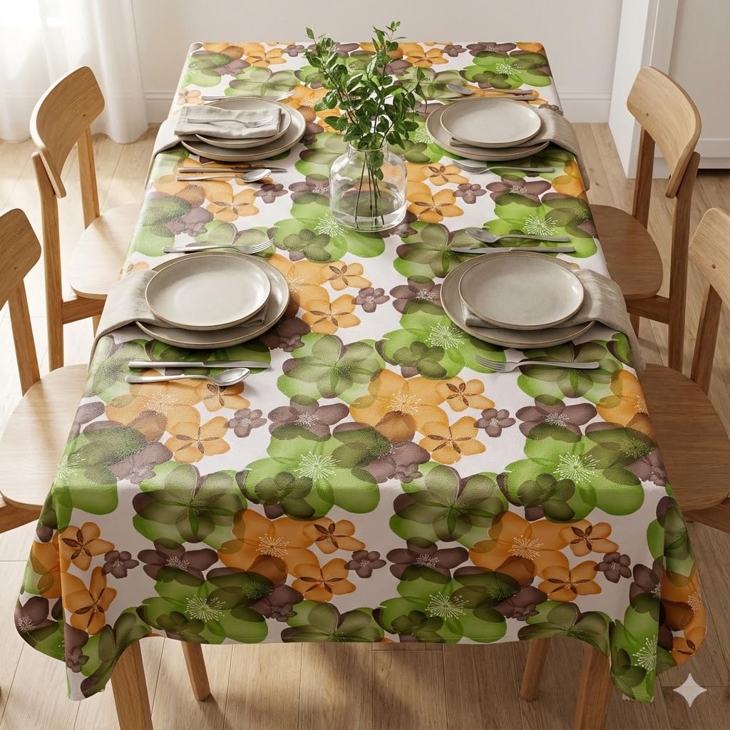 Water Proof 4&6 Seater dinnging Table Cover/PVC Dining Table Protector – Waterproof, dustproof & Table Cover for 6 Seater | PVC Table Sheet Size 54x78 inches (Alfabet)
