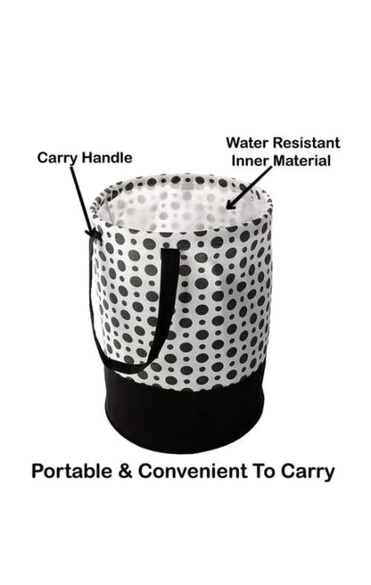 Non Woven Large Foldable Laundry Bag | Waterproof Storage Organizer with Handles | Multipurpose Clothes Basket for Home & Travel (Black), 15.5 x 18.5 Cm