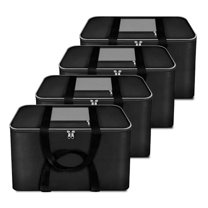 Fabric Underbed Storage Bag Moisture Proof Cloth Organiser Big Underbed Storage Bag With Zippered Closure And Handle (54X46X28Cm) (Pack Of 2, Red Black)