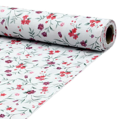 100% Water Proof Flower Design Printed Wardrobe Kitchen Drawer Shelf Mat | Cabinet Shelf Mat | Flower Design with PVC Material (White, 3 Mtr)