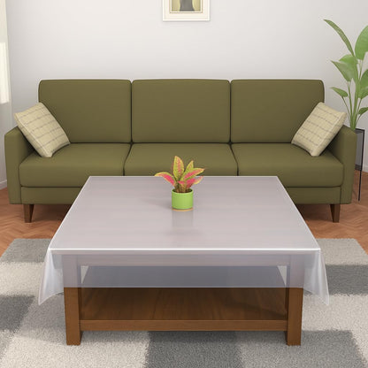 Polyvinyl Chloride (PVC) Transparent Table Cover | Water Proof Center Table Cover 48X48 Inches, 0.25Mm Thick, 2-4 Seater, Square (Transparent Without Lace 48X48)