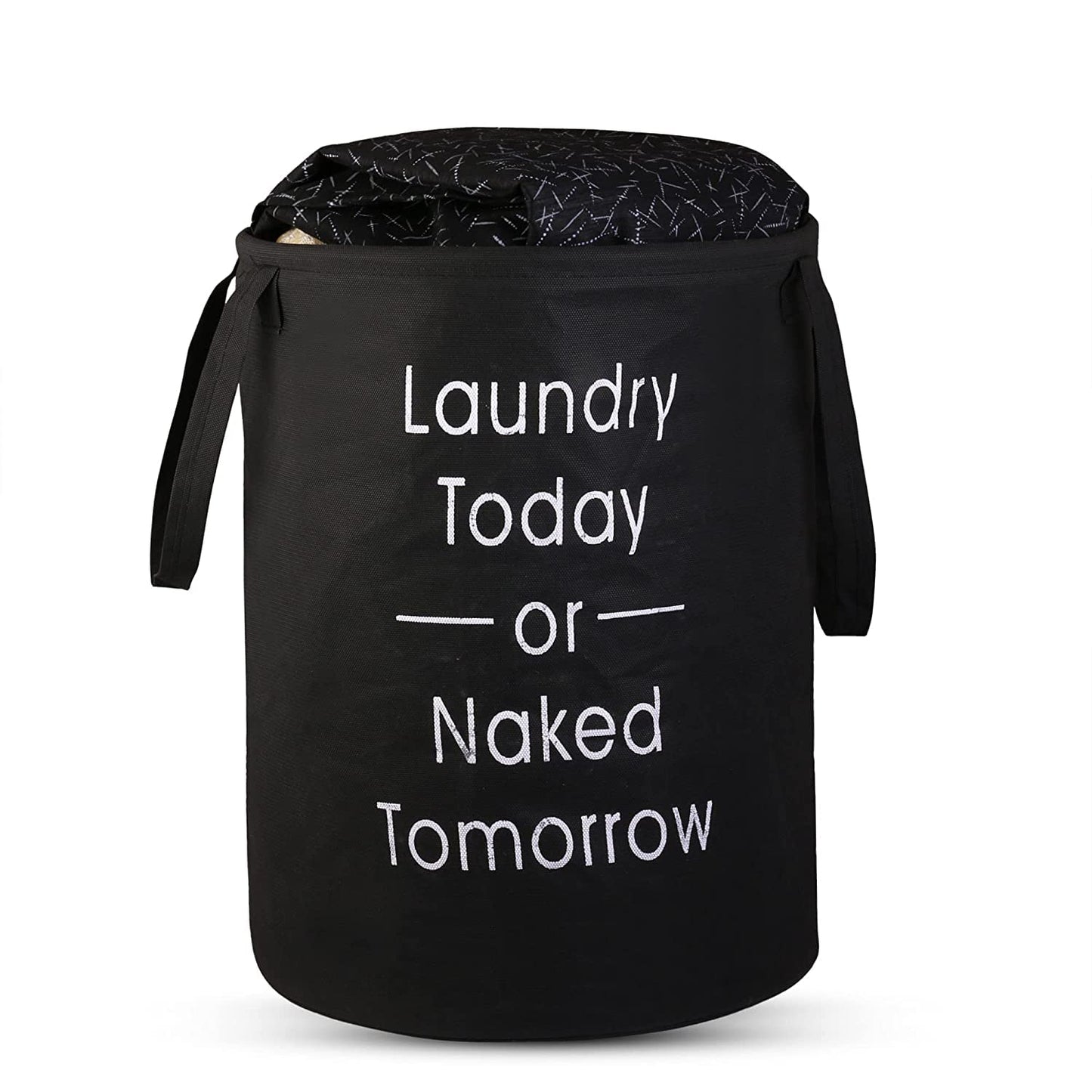 Non Woven Large Foldable Laundry Bag | Waterproof Storage Organizer with Handles | Multipurpose Clothes Basket for Home & Travel (Black), 15.5 x 18.5 Cm
