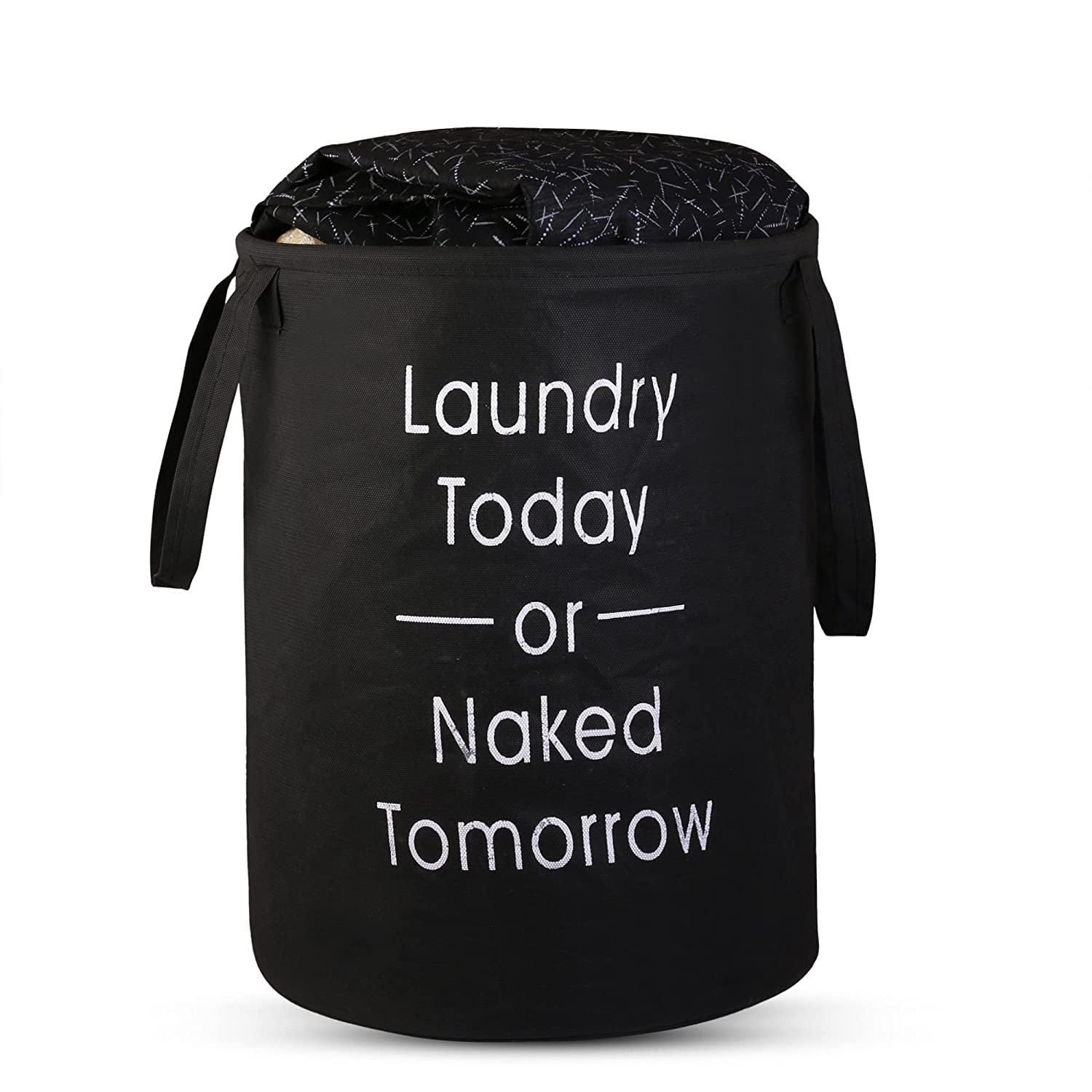 Non Woven Large Foldable Laundry Bag | Waterproof Storage Organizer with Handles | Multipurpose Clothes Basket for Home & Travel (Black), 15.5 x 18.5 Cm