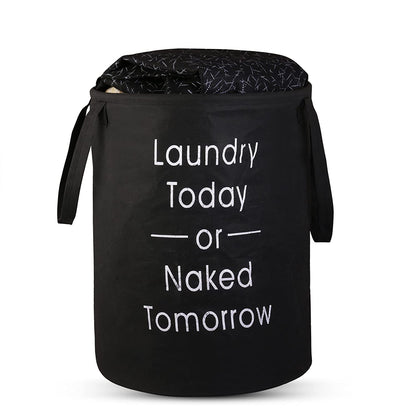 Non Woven Large Foldable Laundry Bag | Waterproof Storage Organizer with Handles | Multipurpose Clothes Basket for Home & Travel (Black), 15.5 x 18.5 Cm