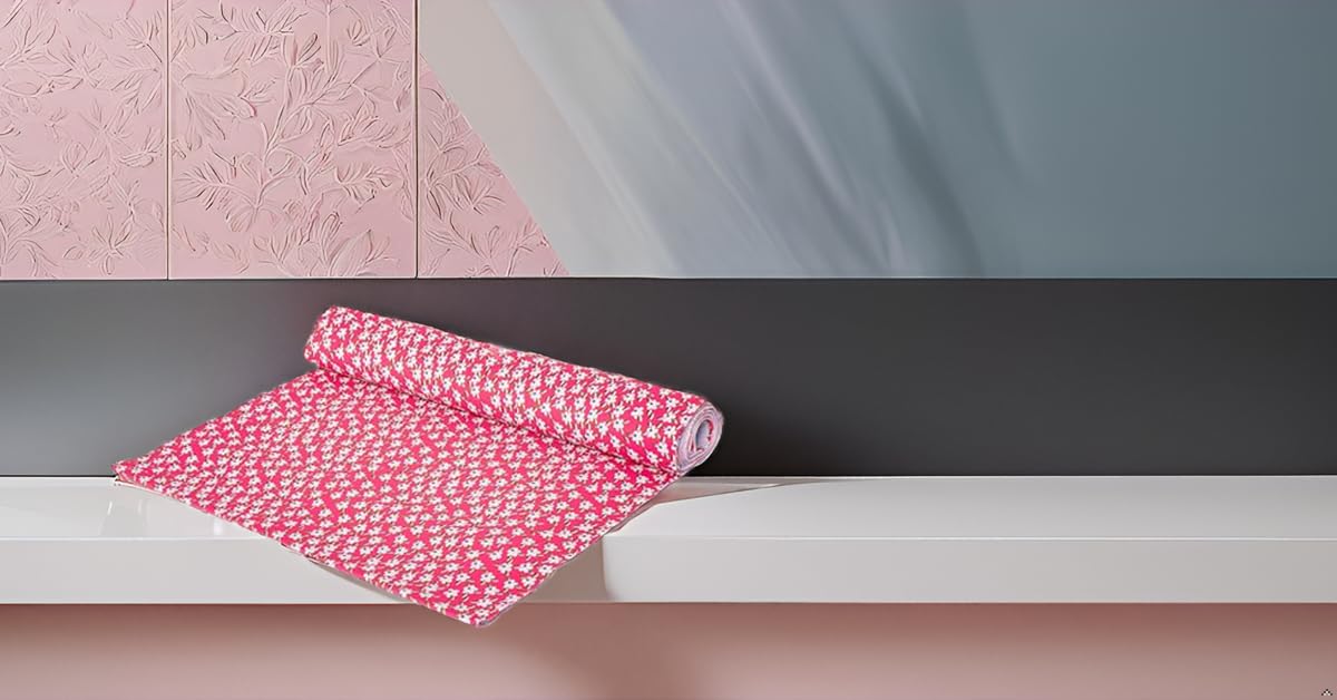100% Water Proof Flower Design Printed Wardrobe Kitchen Drawer Shelf Mat | Cabinet Shelf Mat | Flower Design with PVC Material (White, 3 Mtr)