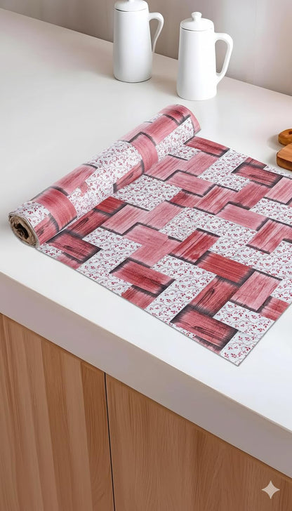 Place Mat 3 Mtr Waterproof Cabinet Shelf Mat Roll, Kitchen Wardrobe Sheet, Plastic Drawer Mat, 45x300 cm, Printed, Multipurpose (Grey Check)