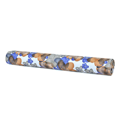 Waterproof Non-Slip Shelf Roll | PVC Mat for Kitchen, Dining, and Living Room – Durable, Easy-to-Clean Table Protector & Shelf Liner (Blue Orange Floral, 3 Meter)