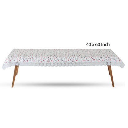 PVC Water Proof Printed Center Table Cover with Lace | Center Table Cover 4 Seater |Center Table Cover 4 Seater Waterproof (40x60, White Printed)