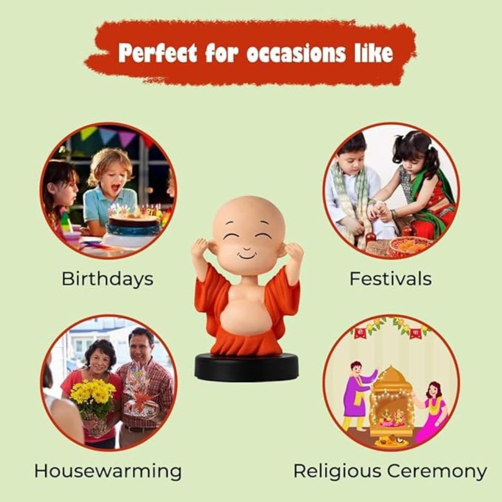 Bobblehead for Car Dashboard, Office Table,Home Decor| Figurin|God Statue for Gifting Kids,Family & Friends (Happy Budha)