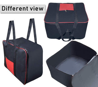 Fabric Underbed Storage Bag Moisture Proof Cloth Organiser Big Underbed Storage Bag With Zippered Closure And Handle (54X46X28Cm) (Pack Of 2, Red Black)