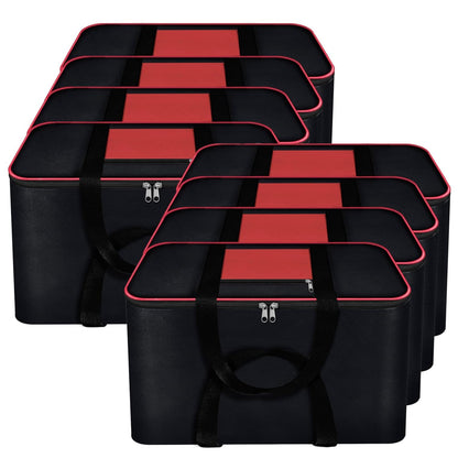 Fabric Underbed Storage Bag Moisture Proof Cloth Organiser Big Underbed Storage Bag With Zippered Closure And Handle (54X46X28Cm) (Pack Of 2, Red Black)