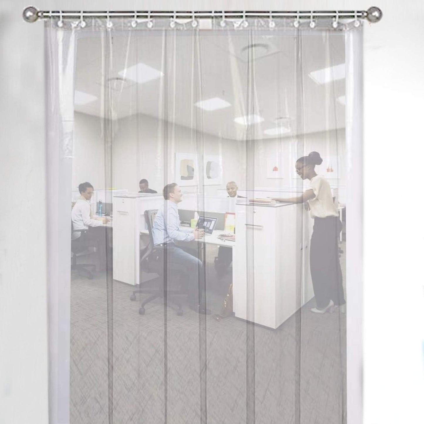9 Ft PVC Transparent AC Curtain | AC Curtain with 8 Rings Waterproof Door/Partition Curtain | 0.5 mm Thick for AC Room, Balcony & Home (Pack of 1)