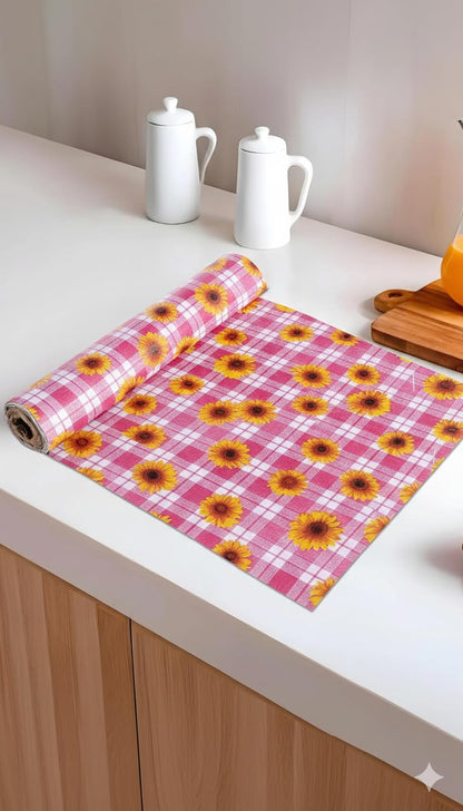 Place Mat 3 Mtr Waterproof Cabinet Shelf Mat Roll, Kitchen Wardrobe Sheet, Plastic Drawer Mat, 45x300 cm, Printed, Multipurpose (Grey Check)
