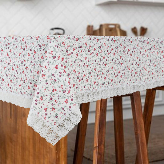 PVC Water Proof Printed Center Table Cover with Lace | Center Table Cover 4 Seater |Center Table Cover 4 Seater Waterproof (40x60, White Printed)