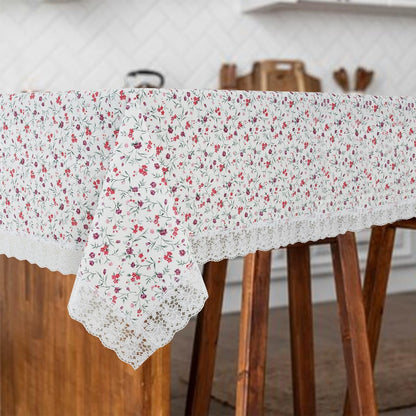 PVC Water Proof Printed Center Table Cover with Lace | Center Table Cover 4 Seater |Center Table Cover 4 Seater Waterproof (40x60, White Printed)