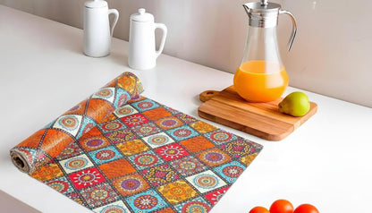 Place Mat 3 Mtr Waterproof Cabinet Shelf Mat Roll, Kitchen Wardrobe Sheet, Plastic Drawer Mat, 45x300 cm, Printed, Multipurpose (Grey Check)