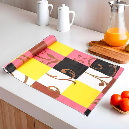Kitchen Drawer Liner, Anti Slip Mat, Shelf Cabinet Protector, 45 x 300 cm, Printed (Blue Mandlaart, 3 Mtr)