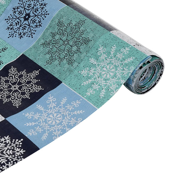 Kitchen Drawer Liner, Anti Slip Mat, Shelf Cabinet Protector, 45 x 300 cm, Printed (Blue Mandlaart, 3 Mtr)