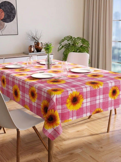 PVC Floral Printed Dining Table Cover, Waterproof, 6 Seater, 54x78 Inches, PVC Table Cloth/Sheet for Party and Events (White Floral)