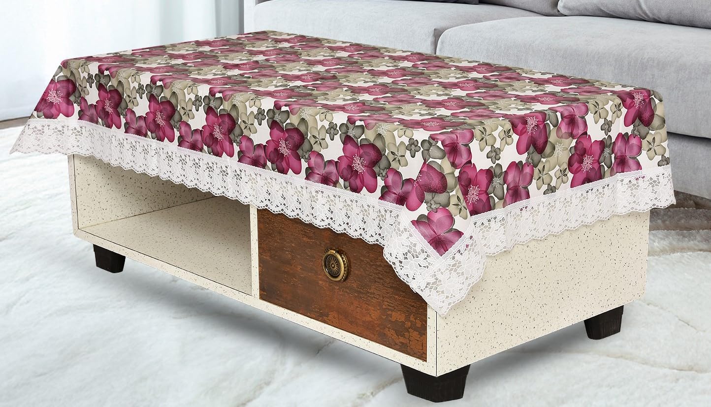 PVC Printed Dining Table Cover for 6 Seater (90x60 Inch)| Waterproof & Washable Plastic Table Cloth with Lace Border | Anti-Slip Table Cover for Kitchen, Dining & Home Décor