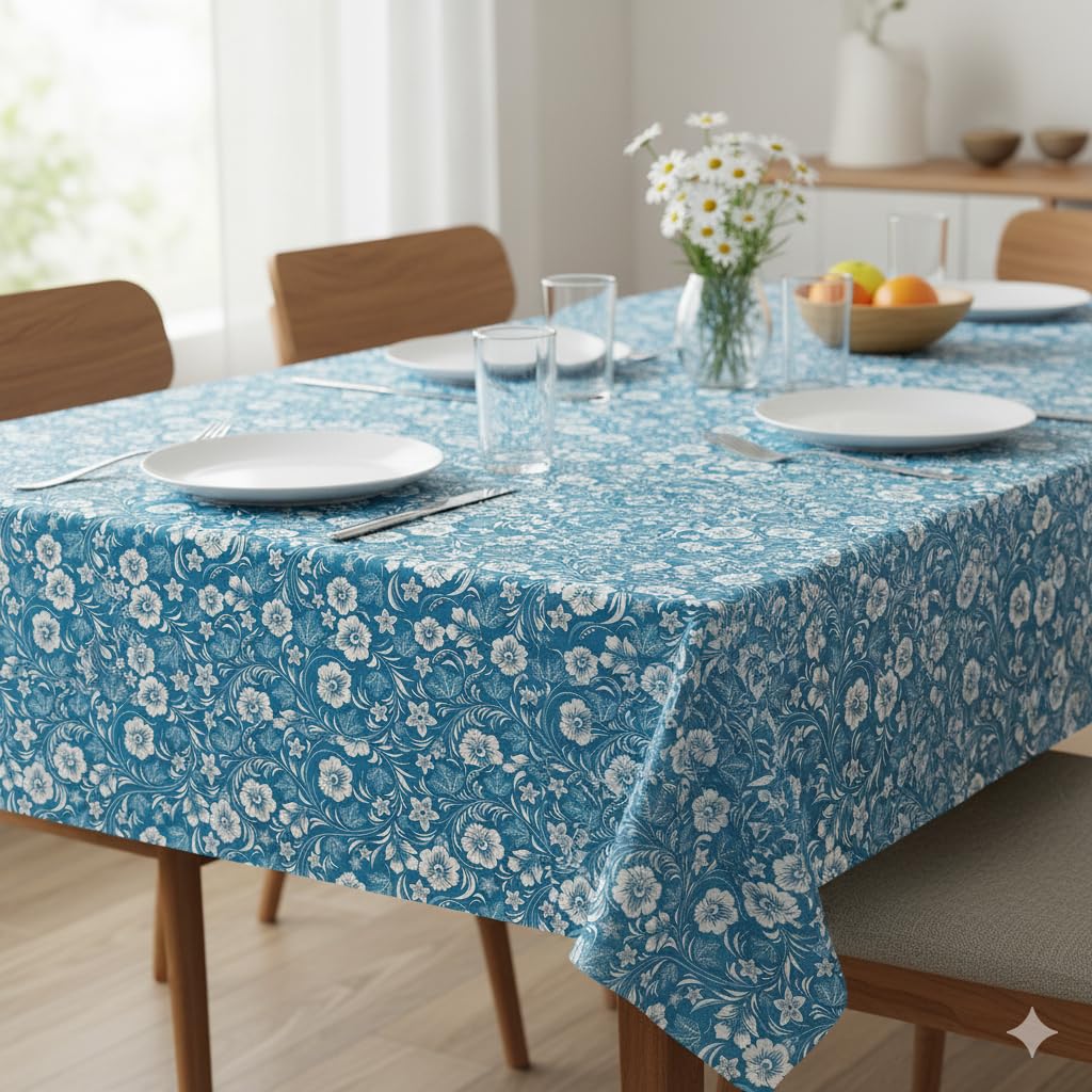 Water Proof 4&6 Seater dinnging Table Cover/PVC Dining Table Protector – Waterproof, dustproof & Table Cover for 6 Seater | PVC Table Sheet Size 54x78 inches (Alfabet)