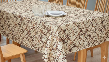 Premium Leaf Pattern 6-Seater Dining Table Cover, Durable PVC Fabric, Dustproof and Washable, 54x78 Inches (Brown Liner, 54x78)