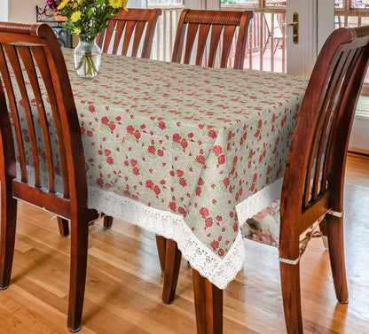 Dining Table Cover, PVC Waterproof Tablecloth, Floral Print Design, Rectangular, 54x78 Inches, 6 Seater, Anti Slip Table Mat (Alfa Bet, 54x78 Inches)