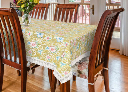 Dining Table Cover, PVC Waterproof Tablecloth, Floral Print Design, Rectangular, 54x78 Inches, 6 Seater, Anti Slip Table Mat (Alfa Bet, 54x78 Inches)