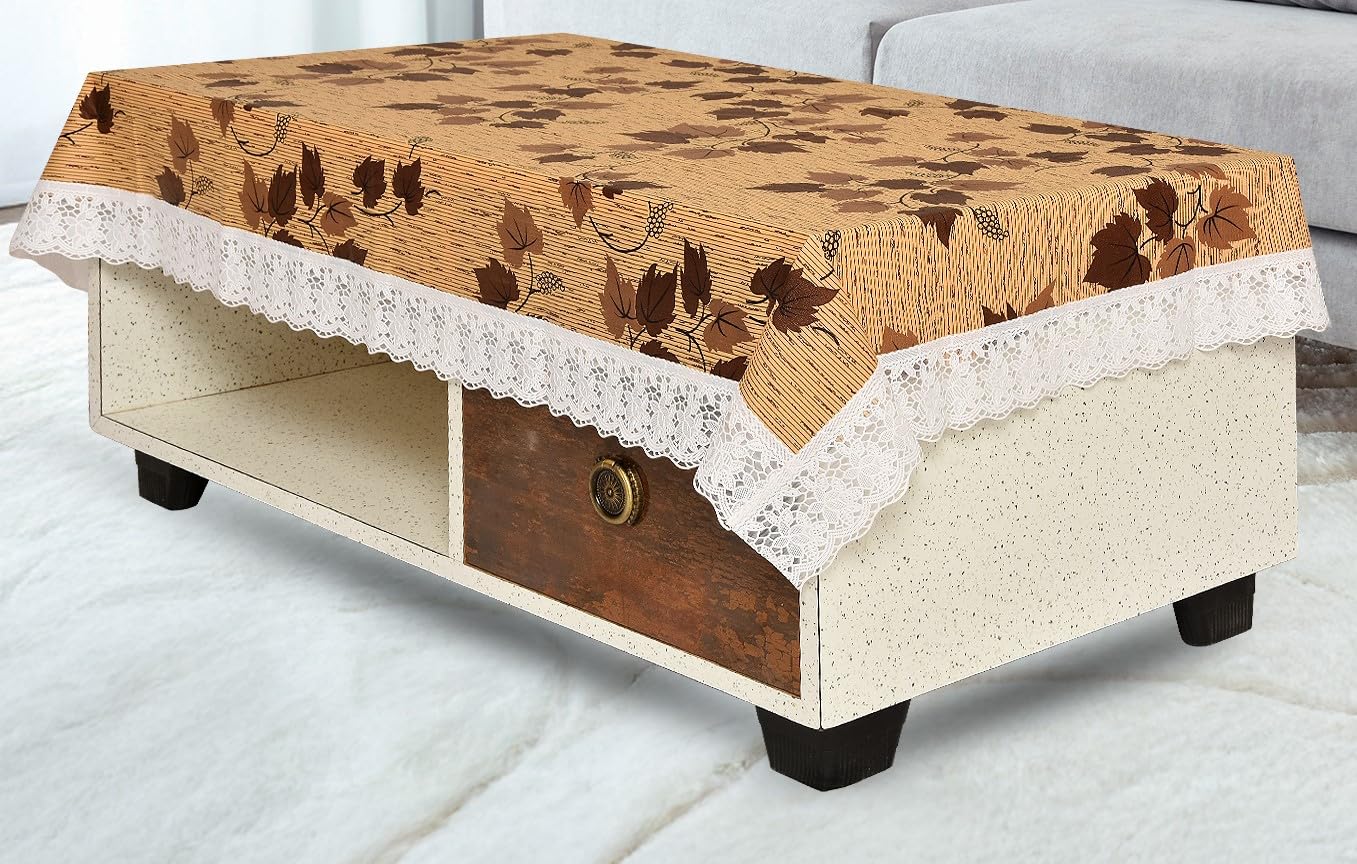 PVC Printed Dining Table Cover for 6 Seater (90x60 Inch)| Waterproof & Washable Plastic Table Cloth with Lace Border | Anti-Slip Table Cover for Kitchen, Dining & Home Décor