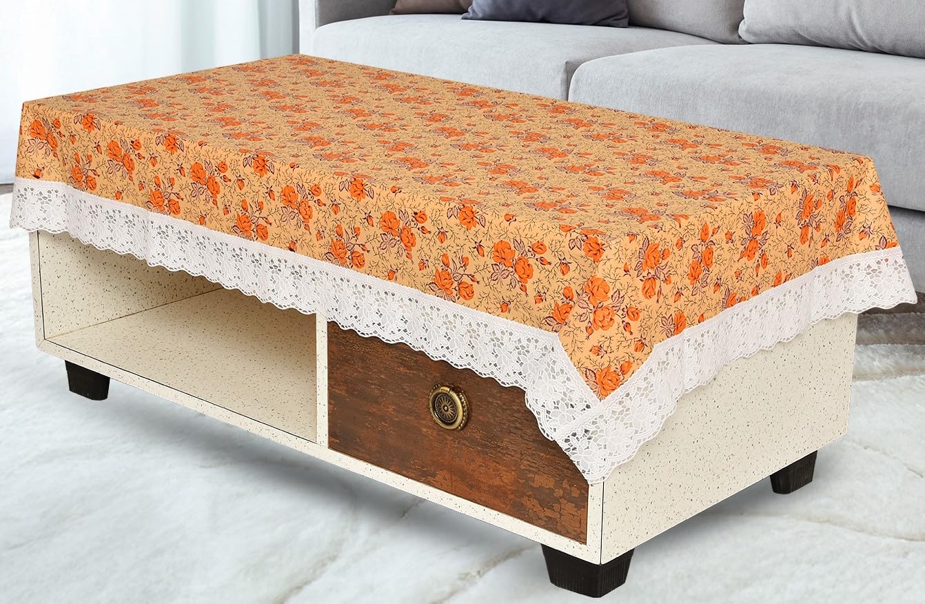 PVC Printed Dining Table Cover for 6 Seater (90x60 Inch)| Waterproof & Washable Plastic Table Cloth with Lace Border | Anti-Slip Table Cover for Kitchen, Dining & Home Décor