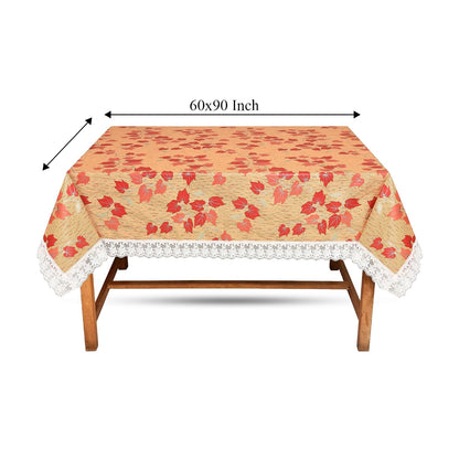 PVC Printed Dining Table Cover for 6 Seater (90x60 Inch)| Waterproof & Washable Plastic Table Cloth with Lace Border | Anti-Slip Table Cover for Kitchen, Dining & Home Décor