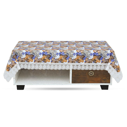 Polyvinyl Chloride PVC Dining Rectangular Table Cover & 4 Seater Center Table Cloth - Flower Print Oil Proof, Waterproof (Blue Orange, 40x60 inches)