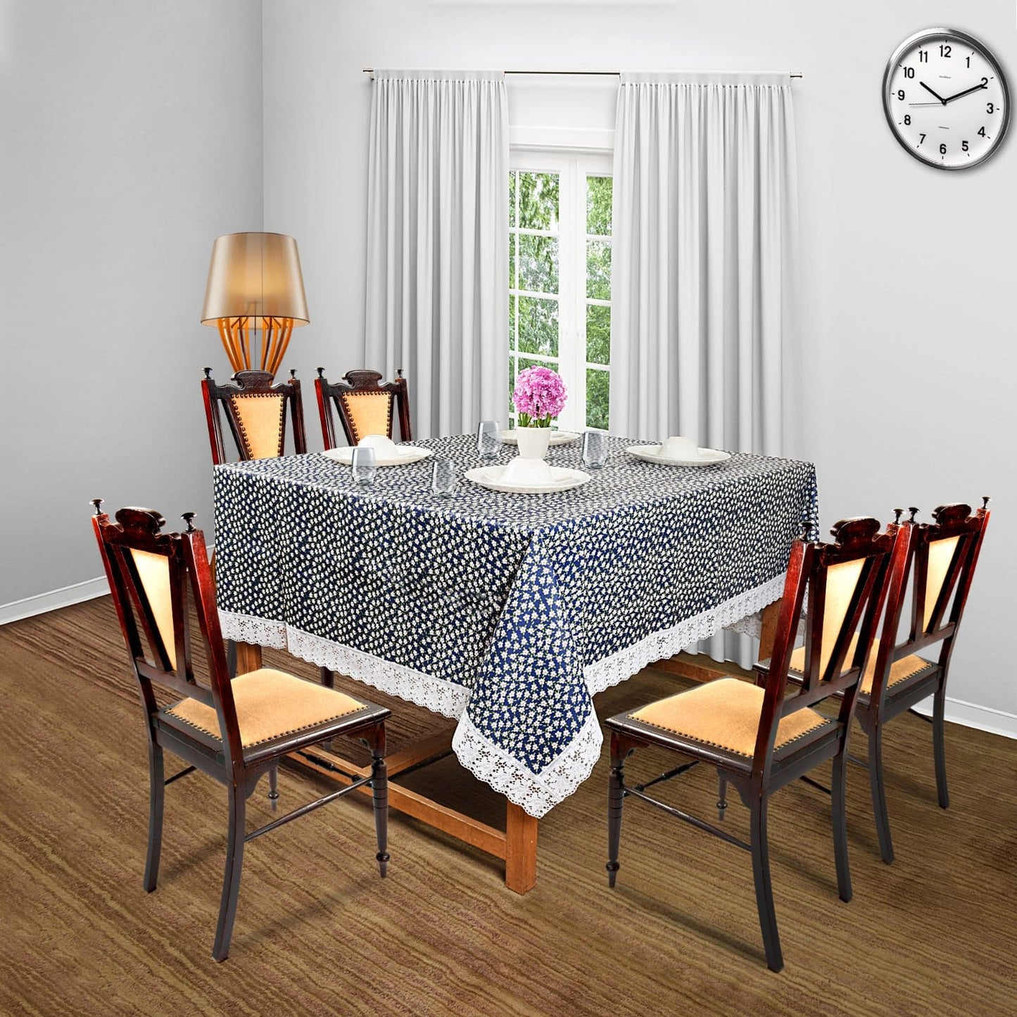 PVC Water Proof Printed Center Table Cover with Lace | Center Table Cover 4 Seater |Center Table Cover 4 Seater Waterproof (40x60, White Printed)