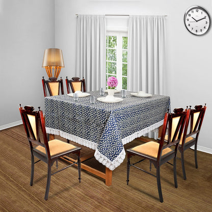 PVC Water Proof Printed Center Table Cover with Lace | Center Table Cover 4 Seater |Center Table Cover 4 Seater Waterproof (40x60, White Printed)