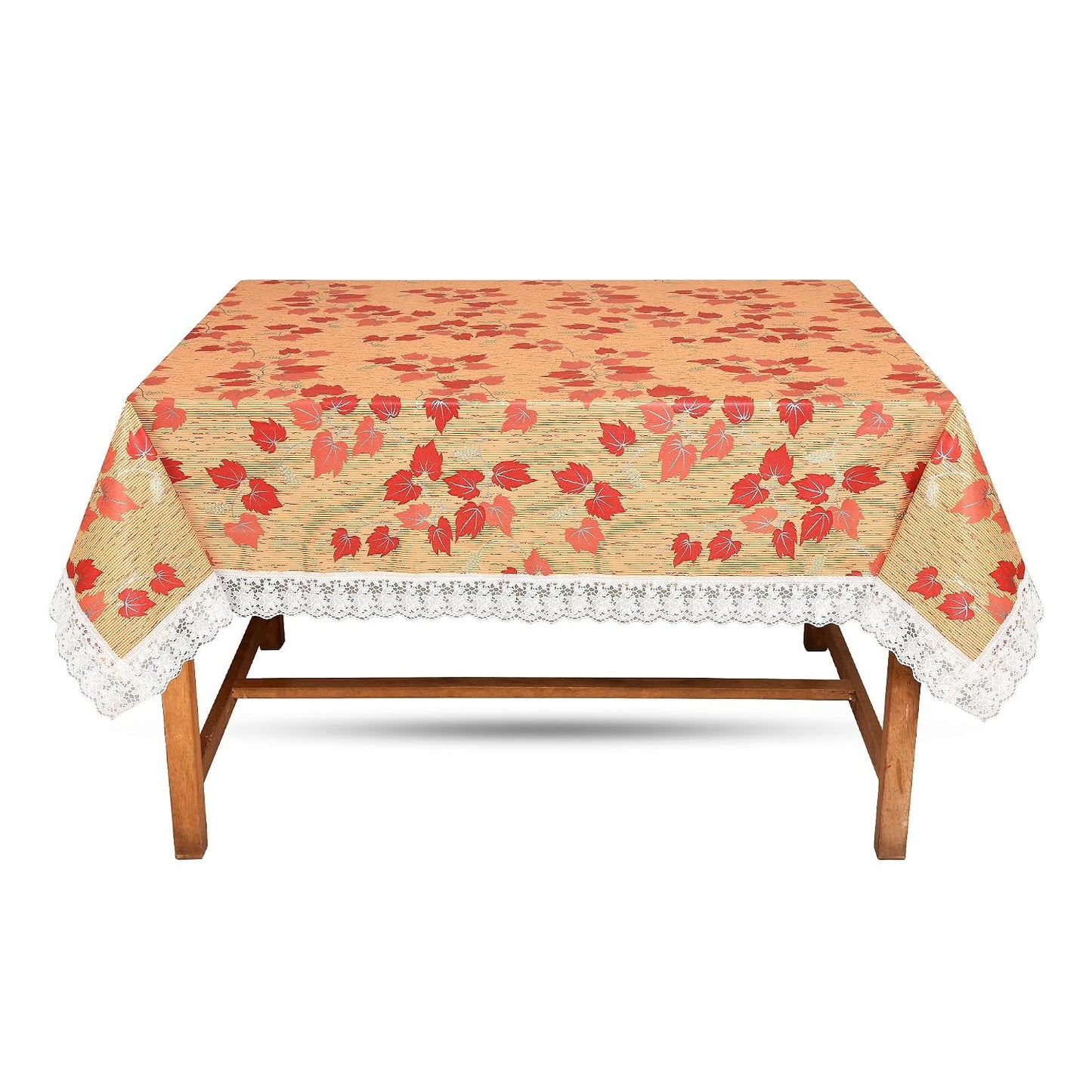 PVC Printed Dining Table Cover for 6 Seater (90x60 Inch)| Waterproof & Washable Plastic Table Cloth with Lace Border | Anti-Slip Table Cover for Kitchen, Dining & Home Décor