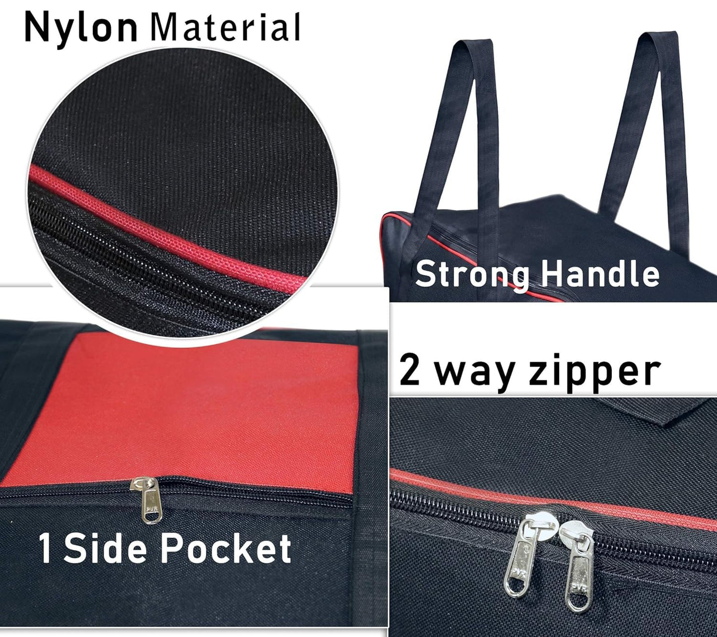 Fabric Underbed Storage Bag Moisture Proof Cloth Organiser Big Underbed Storage Bag With Zippered Closure And Handle (54X46X28Cm) (Pack Of 2, Red Black)