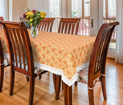 Dining Table Cover, PVC Waterproof Tablecloth, Floral Print Design, Rectangular, 54x78 Inches, 6 Seater, Anti Slip Table Mat (Alfa Bet, 54x78 Inches)