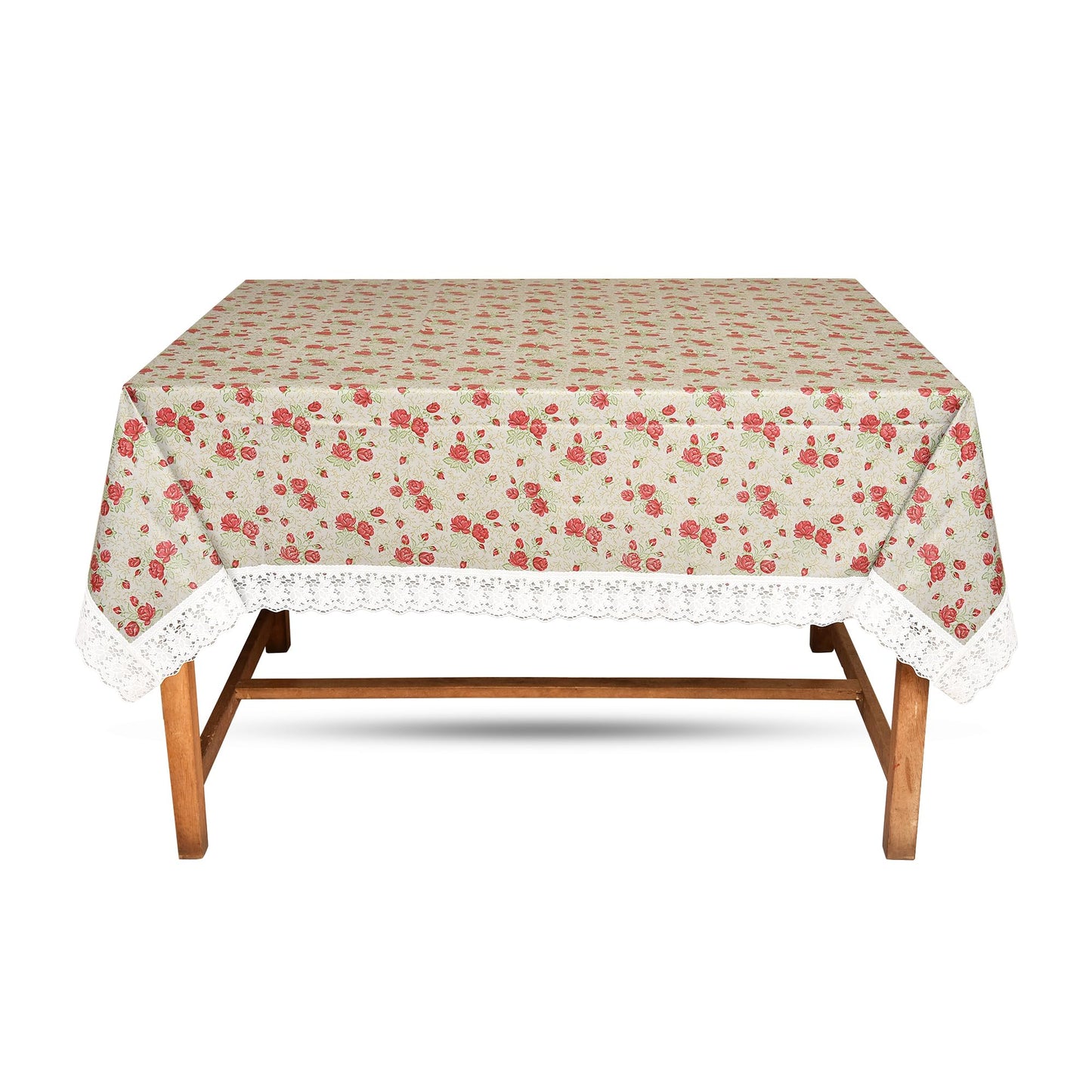 PVC Printed Dining Table Cover for 6 Seater (90x60 Inch)| Waterproof & Washable Plastic Table Cloth with Lace Border | Anti-Slip Table Cover for Kitchen, Dining & Home Décor