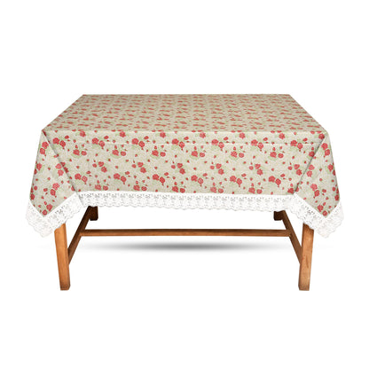 PVC Printed Dining Table Cover for 6 Seater (90x60 Inch)| Waterproof & Washable Plastic Table Cloth with Lace Border | Anti-Slip Table Cover for Kitchen, Dining & Home Décor