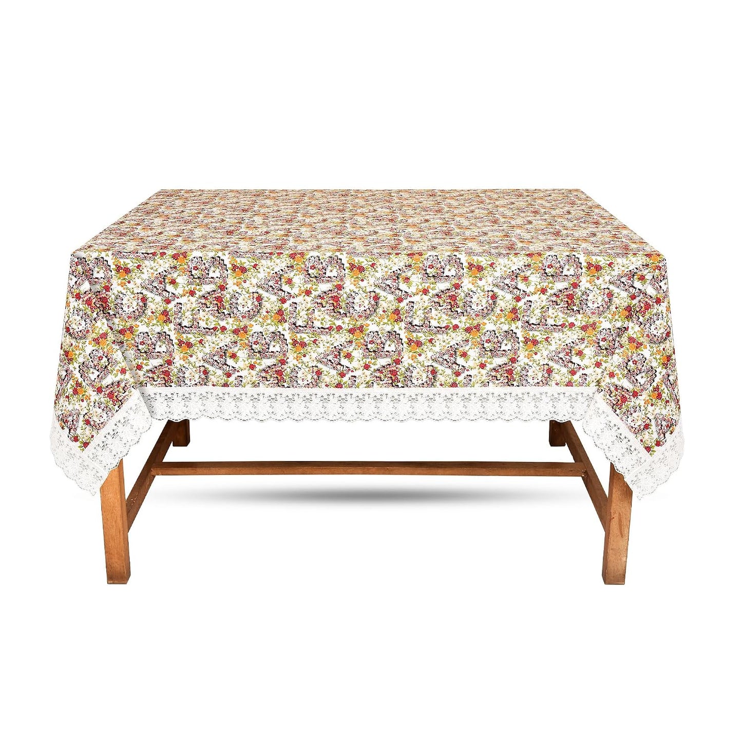 Dining Table Cover, PVC Waterproof Tablecloth, Floral Print Design, Rectangular, 54x78 Inches, 6 Seater, Anti Slip Table Mat (Alfa Bet, 54x78 Inches)