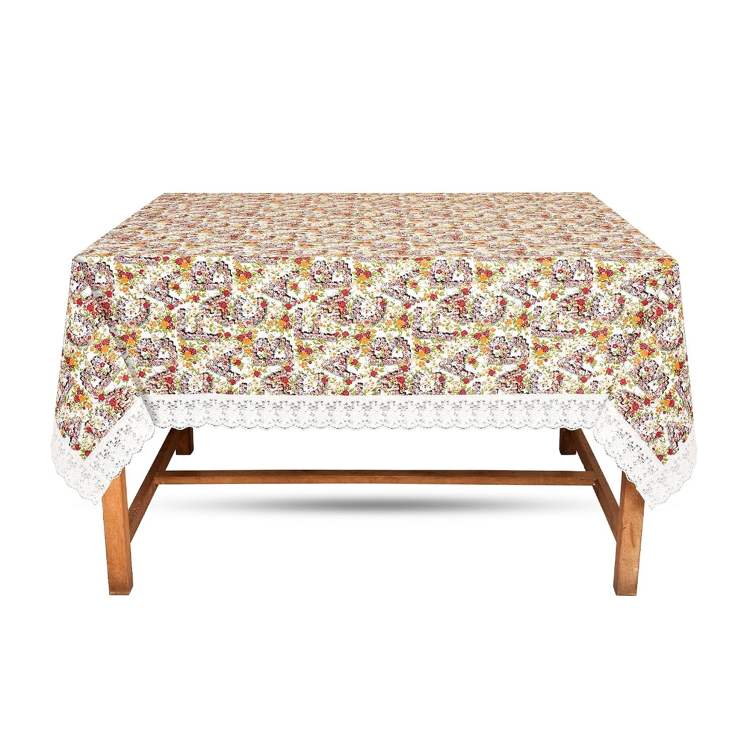 Dining Table Cover, PVC Waterproof Tablecloth, Floral Print Design, Rectangular, 54x78 Inches, 6 Seater, Anti Slip Table Mat (Alfa Bet, 54x78 Inches)