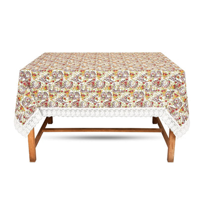 Dining Table Cover, PVC Waterproof Tablecloth, Floral Print Design, Rectangular, 54x78 Inches, 6 Seater, Anti Slip Table Mat (Alfa Bet, 54x78 Inches)