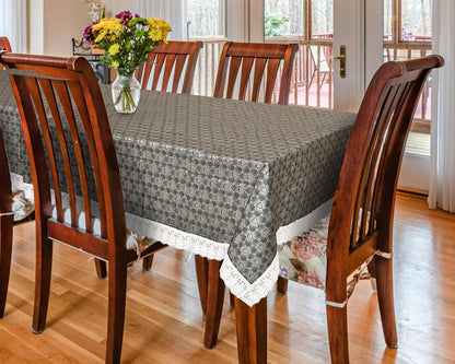 PVC Printed Dining Table Cover for 6 Seater (90x60 Inch)| Waterproof & Washable Plastic Table Cloth with Lace Border | Anti-Slip Table Cover for Kitchen, Dining & Home Décor
