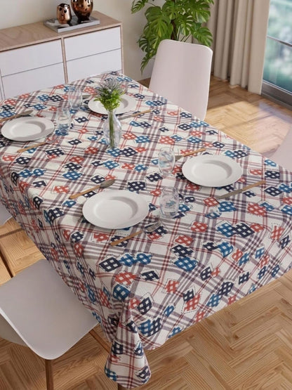 PVC Floral Printed Dining Table Cover, Waterproof, 6 Seater, 54x78 Inches, PVC Table Cloth/Sheet for Party and Events (Grey Check)