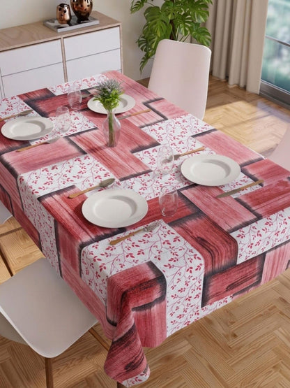 PVC Floral Printed Dining Table Cover, Waterproof, 6 Seater, 54x78 Inches, PVC Table Cloth/Sheet for Party and Events (White Floral)