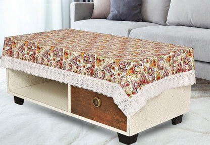 PVC Printed Dining Table Cover for 6 Seater (90x60 Inch)| Waterproof & Washable Plastic Table Cloth with Lace Border | Anti-Slip Table Cover for Kitchen, Dining & Home Décor