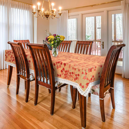 PVC Printed Dining Table Cover for 6 Seater (90x60 Inch)| Waterproof & Washable Plastic Table Cloth with Lace Border | Anti-Slip Table Cover for Kitchen, Dining & Home Décor