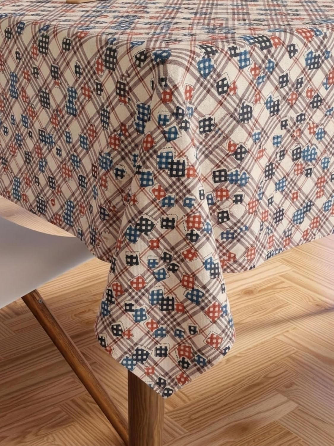 PVC Floral Printed Dining Table Cover, Waterproof, 6 Seater, 54x78 Inches, PVC Table Cloth/Sheet for Party and Events (Grey Check)