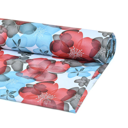 Waterproof Non-Slip Shelf Roll | PVC Mat for Kitchen, Dining, and Living Room – Durable, Easy-to-Clean Table Protector & Shelf Liner (Blue Orange Floral, 3 Meter)