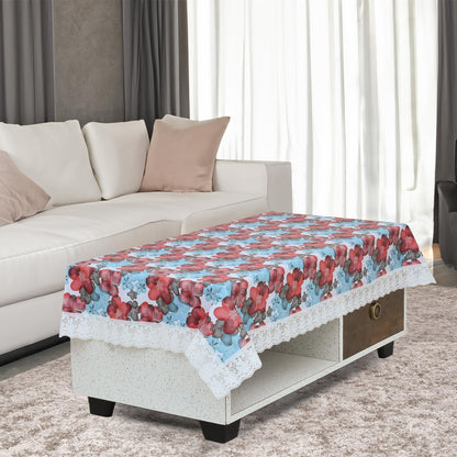 Polyvinyl Chloride PVC Dining Rectangular Table Cover & 4 Seater Center Table Cloth - Flower Print Oil Proof, Waterproof (Blue Orange, 40x60 inches)